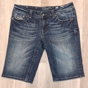 Miss Me Blue Jean Shorts with Studded Details